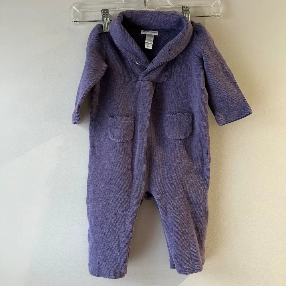 Ralph Lauren Baby Girls Purple Knit Sweater Footless Sleepsuit Romper 9M